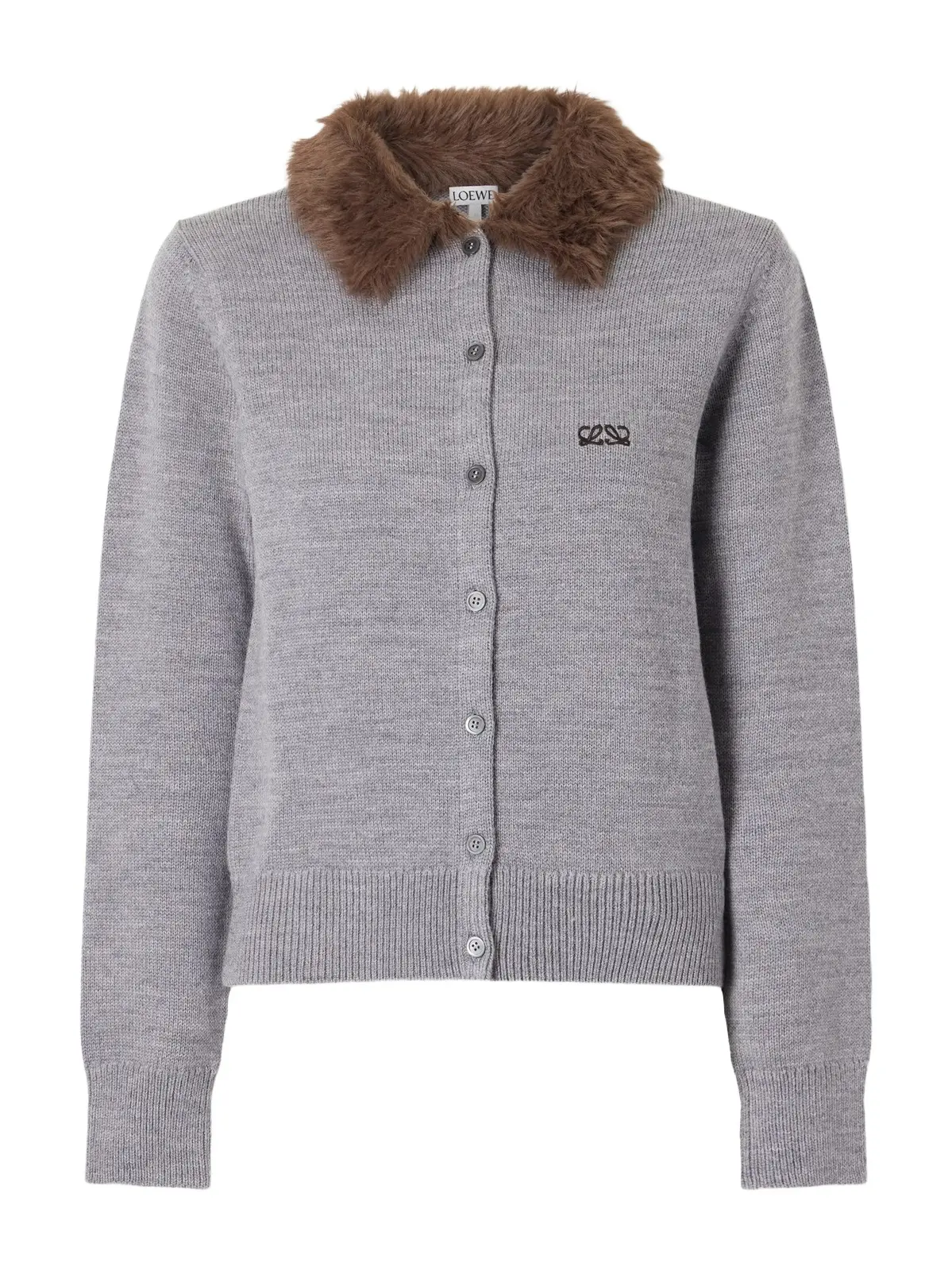 Plush-trimmed Logo-embroidered Wool Cardigan