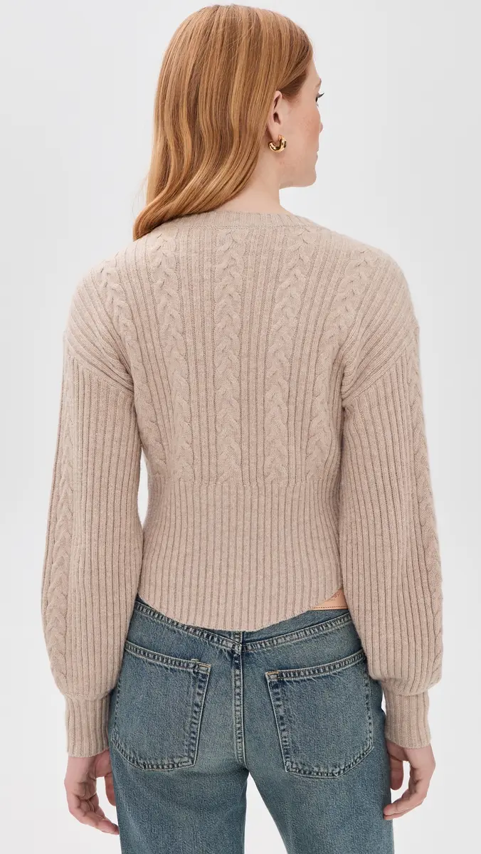 L'Agence Hail V Neck Cable Cardigan | Thumbnail 3