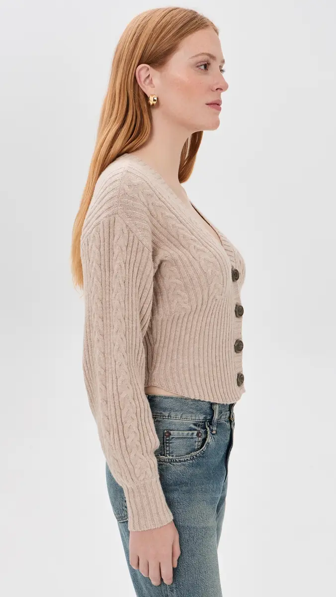 L'Agence Hail V Neck Cable Cardigan | Thumbnail 4