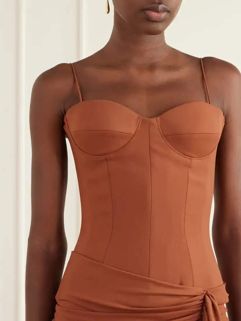 Alex Perry Tie-detailed Draped Powermesh Gown | Thumbnail 4