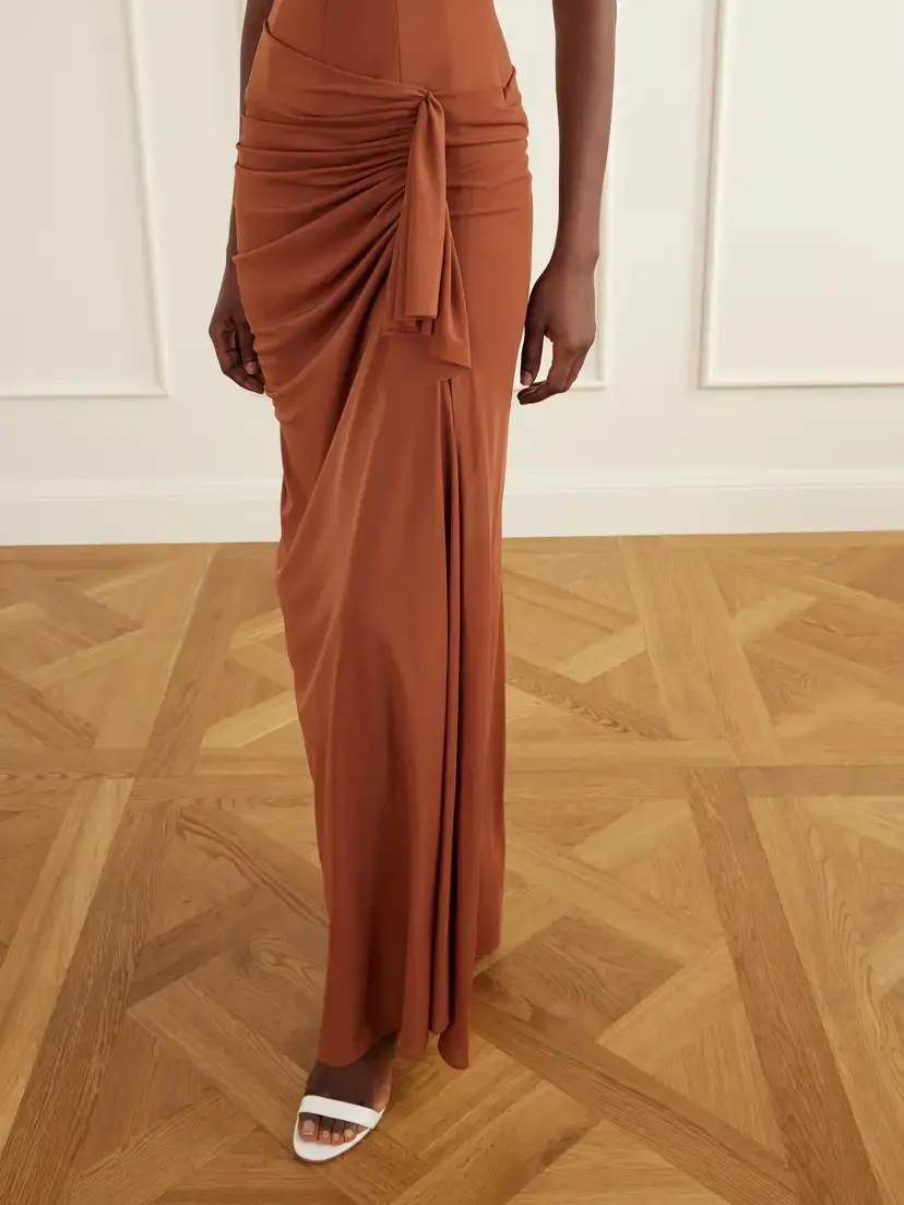 Alex Perry Tie-detailed Draped Powermesh Gown | Thumbnail 5