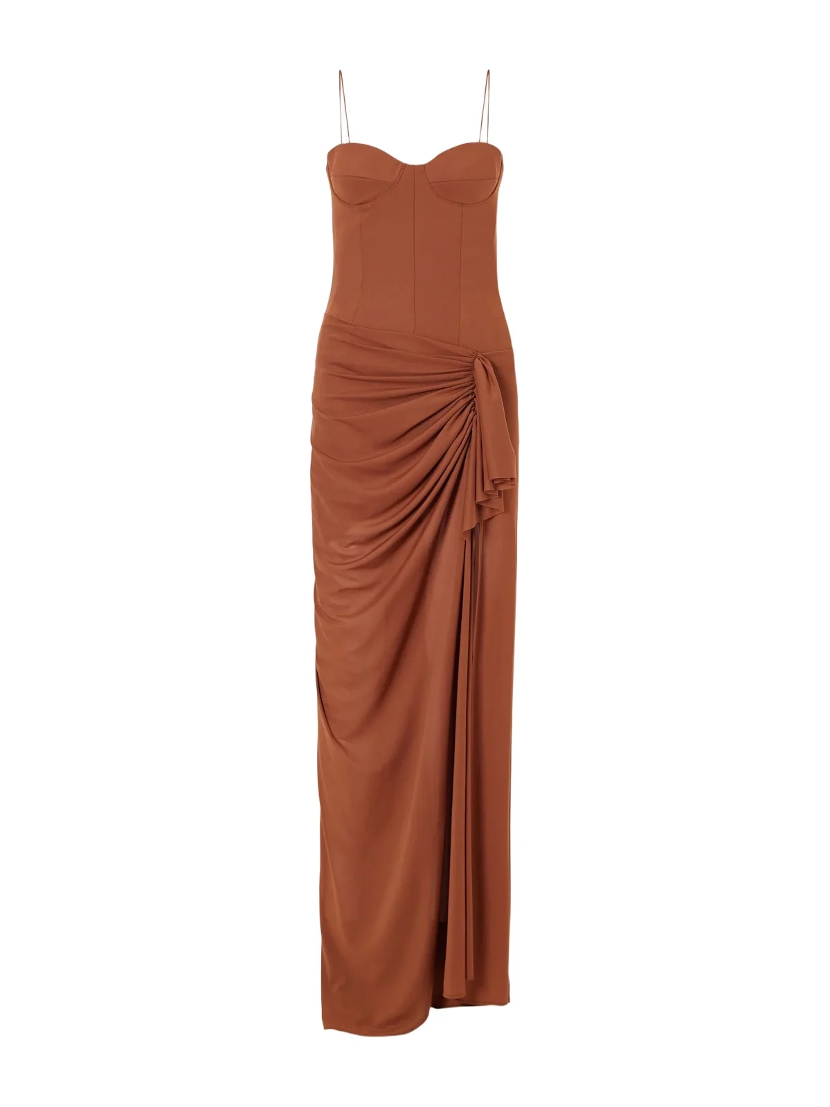 Tie-detailed Draped Powermesh Gown Tie-detailed Draped Powermesh Gown