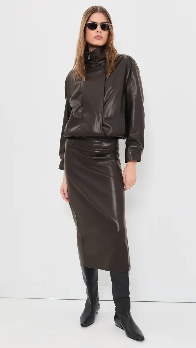 ENZA COSTA Oversized Faux Leather Bomber Jacket | Thumbnail 5 ENZA COSTA Oversized Faux Leather Bomber Jacket | Thumbnail 5