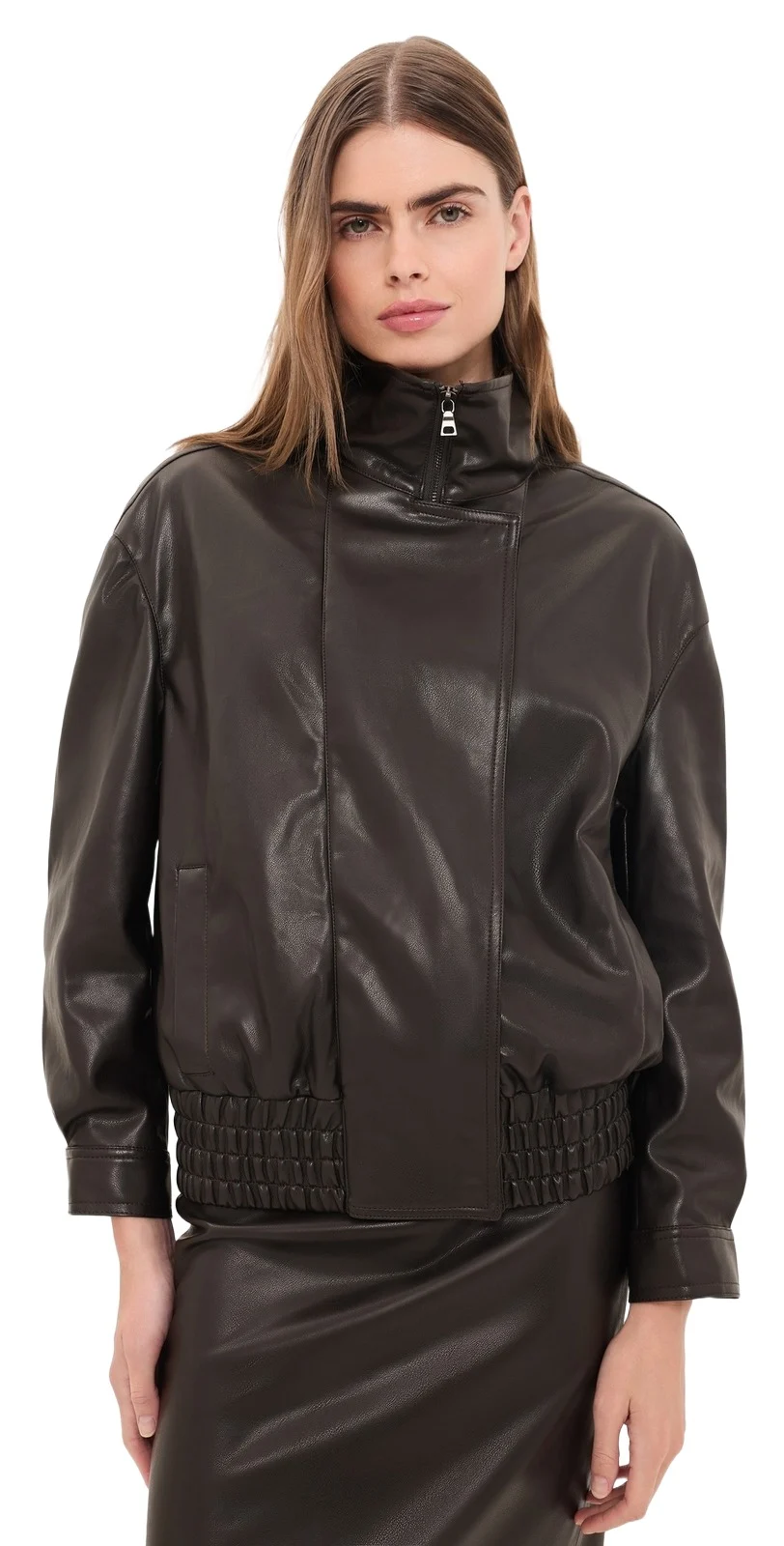 Oversized Faux Leather Bomber Jacket Oversized Faux Leather Bomber Jacket