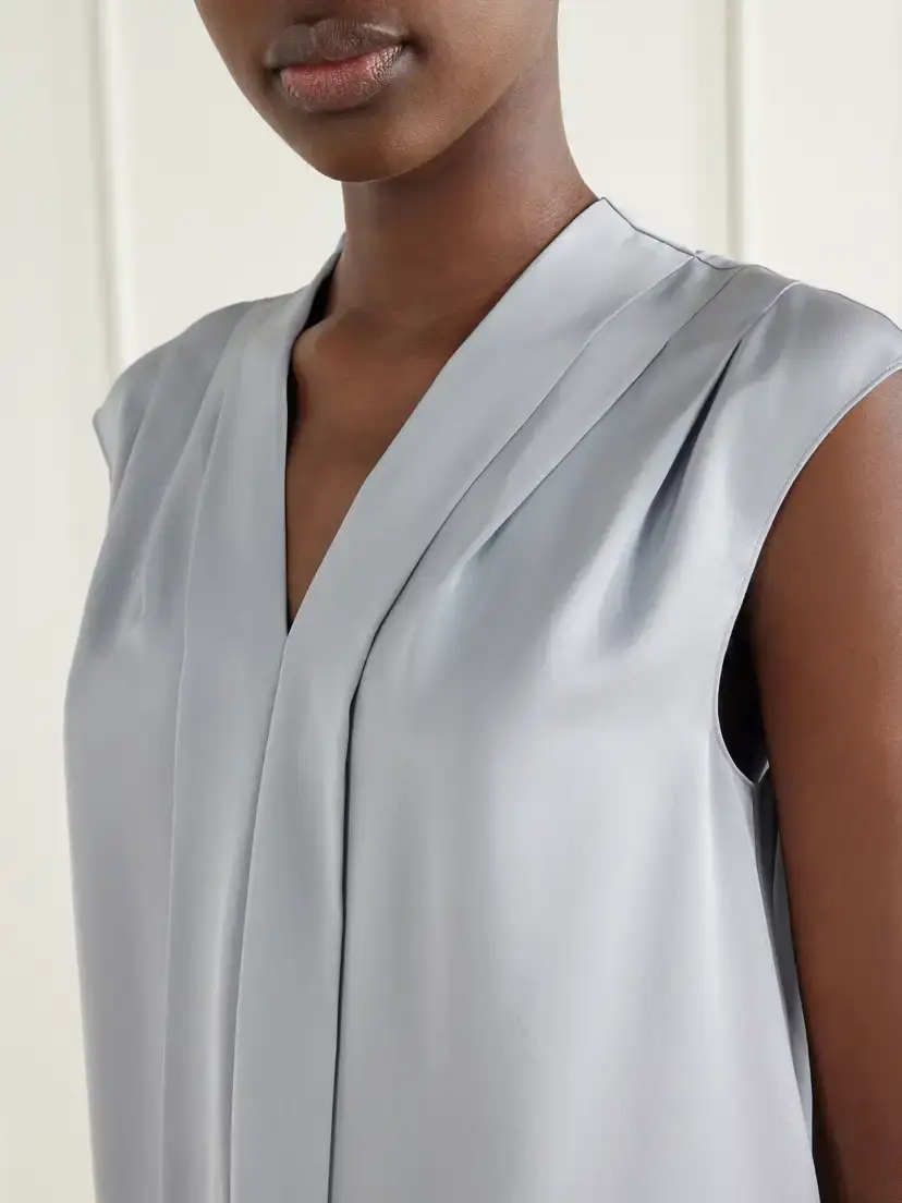 Theory Pleated Silk-satin Blouse | Thumbnail 5 Theory Pleated Silk-satin Blouse | Thumbnail 5