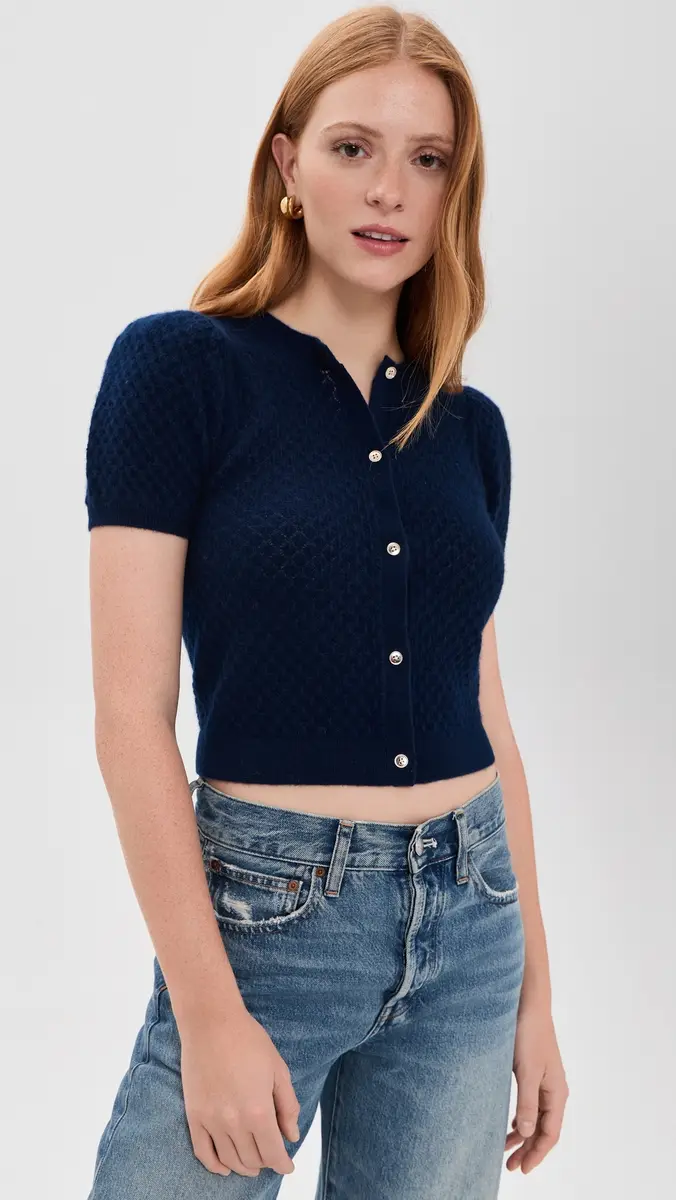 Alice + Olivia Sabine Puff Sleeve Crop Cardigan | Thumbnail 2 Alice + Olivia Sabine Puff Sleeve Crop Cardigan | Thumbnail 2