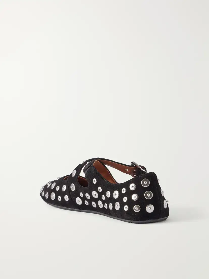 Alaïa Criss Cross Embellished Suede Ballet Flats | Thumbnail 3 Alaïa Criss Cross Embellished Suede Ballet Flats | Thumbnail 3