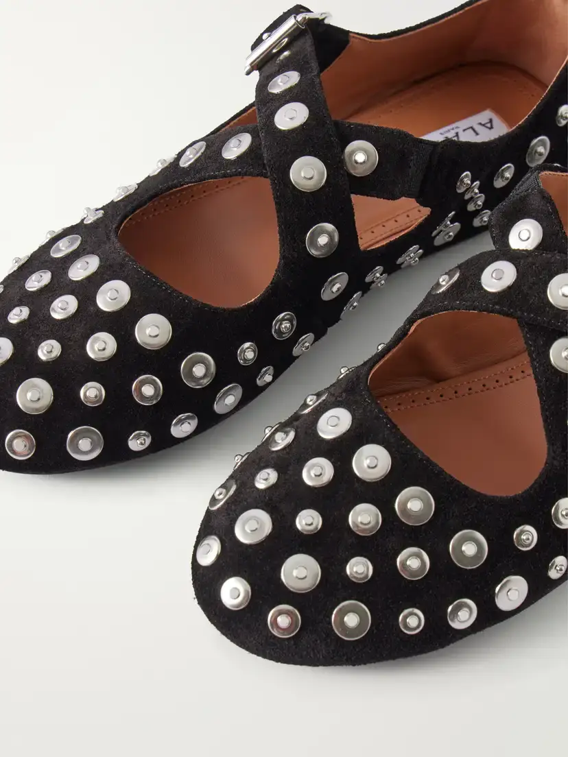 Alaïa Criss Cross Embellished Suede Ballet Flats | Thumbnail 5 Alaïa Criss Cross Embellished Suede Ballet Flats | Thumbnail 5