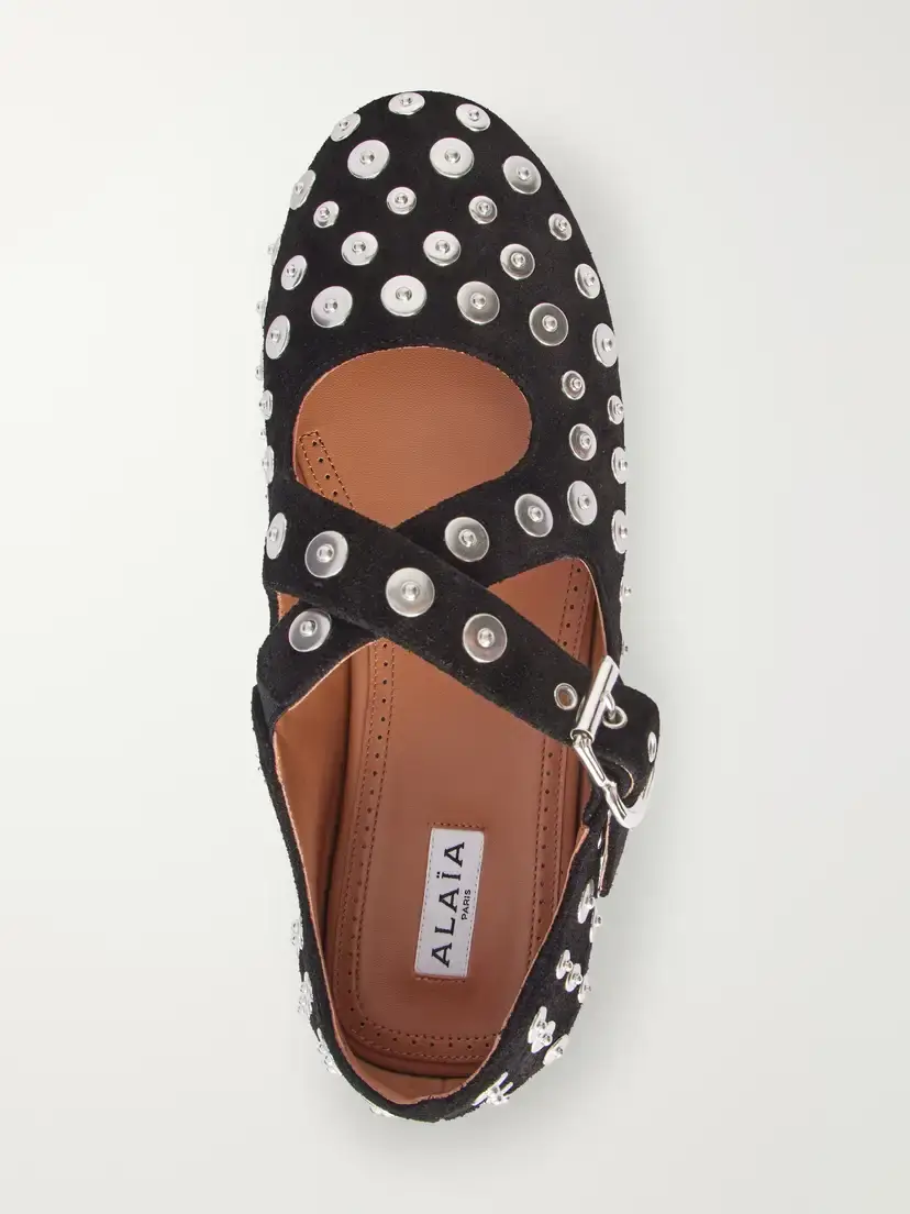 Alaïa Criss Cross Embellished Suede Ballet Flats | Thumbnail 6 Alaïa Criss Cross Embellished Suede Ballet Flats | Thumbnail 6