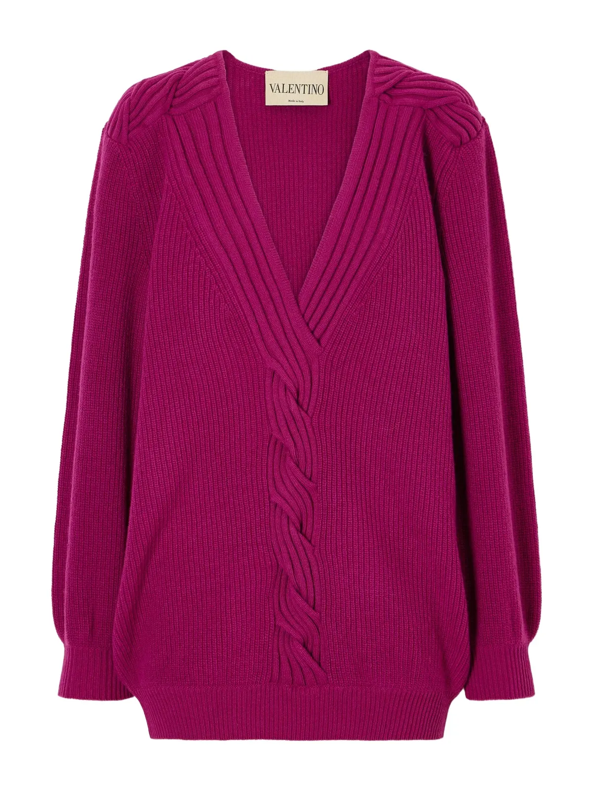Knotted Ribbed Wool Sweater