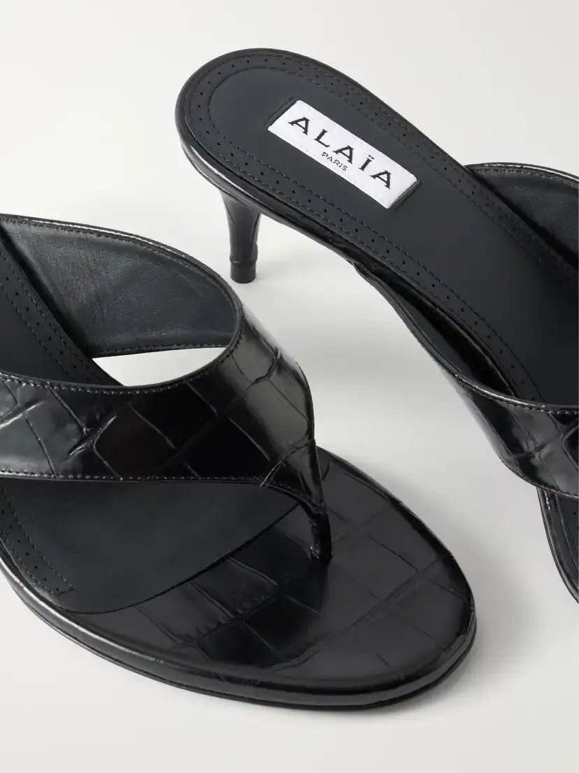 Alaïa Infra 55 Croc-effect Leather Thong Sandals | Thumbnail 5