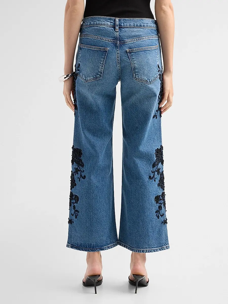 Ramy Brook Women's Lea Beaded High-Rise Wide-Leg Crop Jeans | Thumbnail 3 Ramy Brook Women's Lea Beaded High-Rise Wide-Leg Crop Jeans | Thumbnail 3