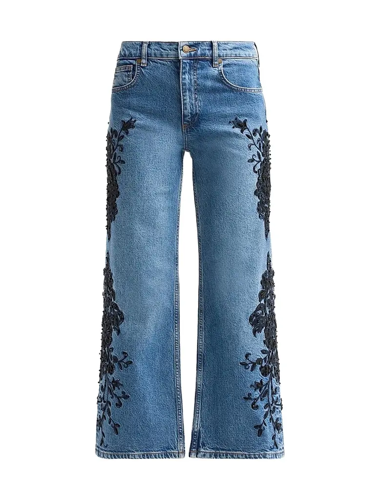 Women's Lea Beaded High-Rise Wide-Leg Crop Jeans Women's Lea Beaded High-Rise Wide-Leg Crop Jeans