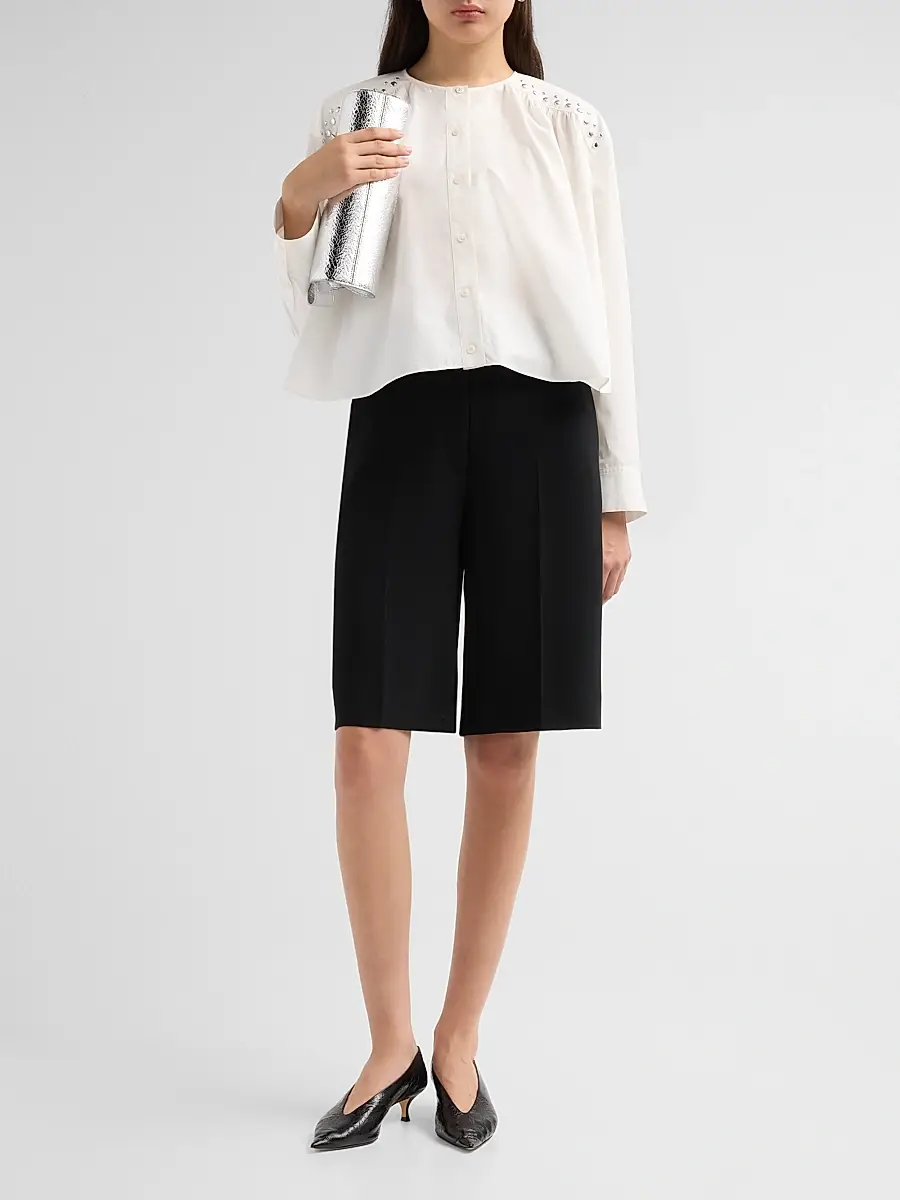 3.1 Phillip Lim Women's Studded Cotton Poplin Gathered Blouse | Thumbnail 2 3.1 Phillip Lim Women's Studded Cotton Poplin Gathered Blouse | Thumbnail 2