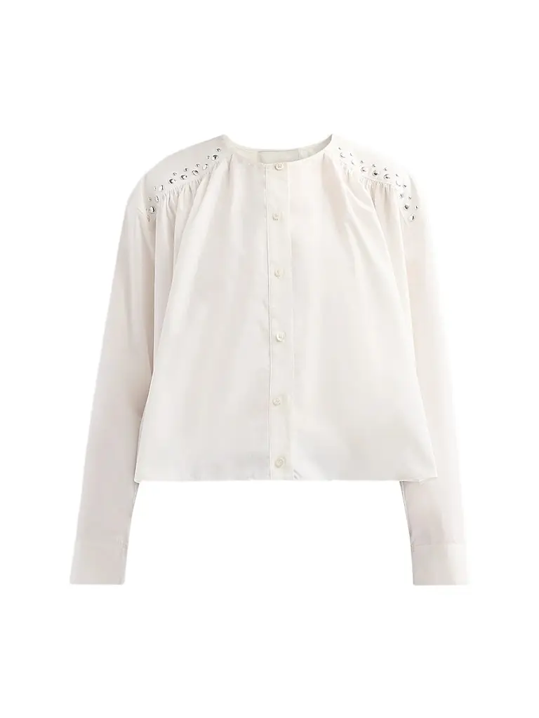 3.1 Phillip Lim Women's Studded Cotton Poplin Gathered Blouse
