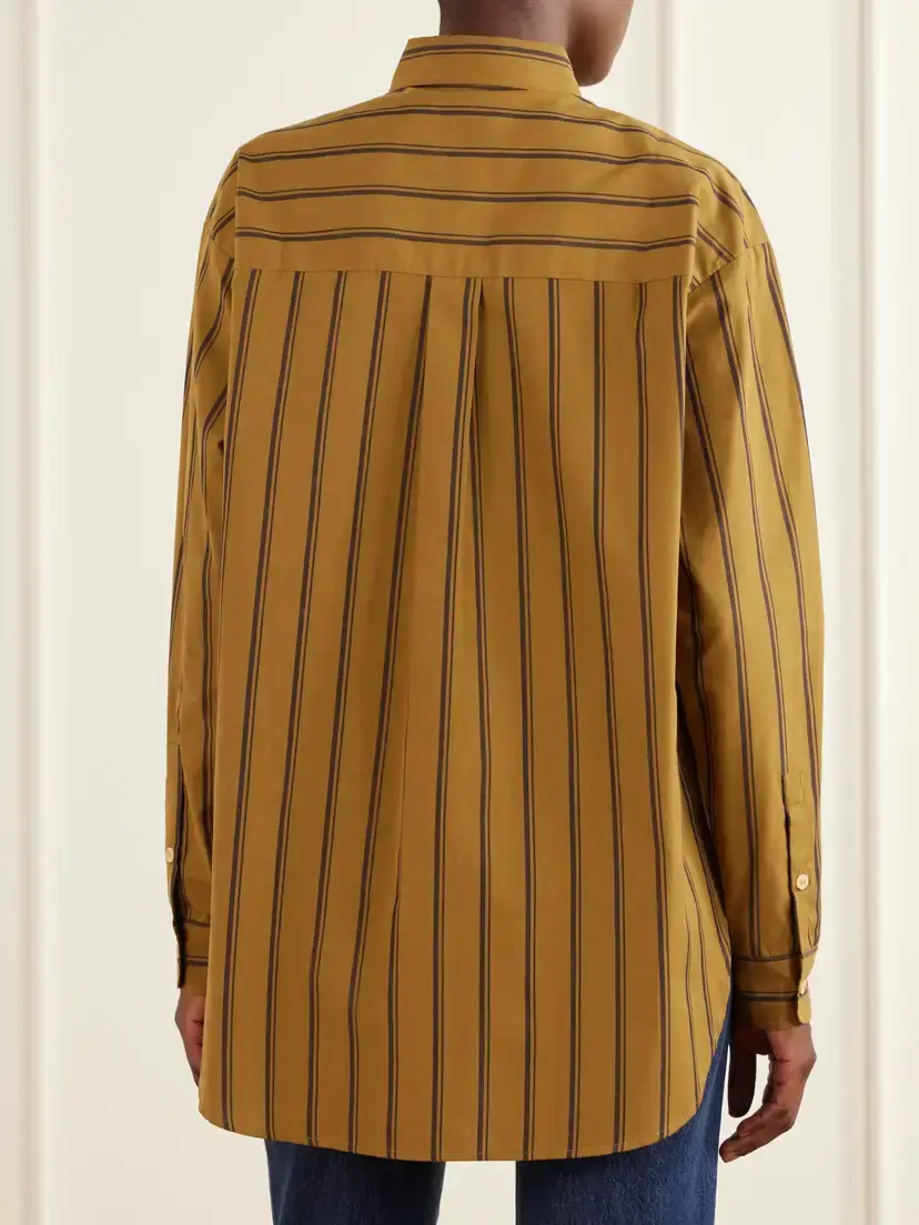 Jamie Haller The Essential Striped Cotton And Silk-blend Shirt - Brown | Thumbnail 4 Jamie Haller The Essential Striped Cotton And Silk-blend Shirt - Brown | Thumbnail 4