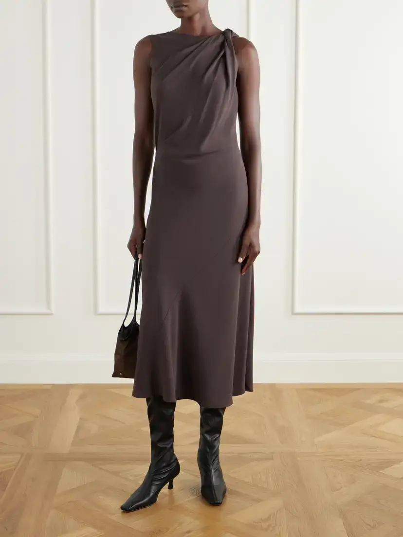 Theory Knotted Crepe Midi Dress | Thumbnail 2 Theory Knotted Crepe Midi Dress | Thumbnail 2