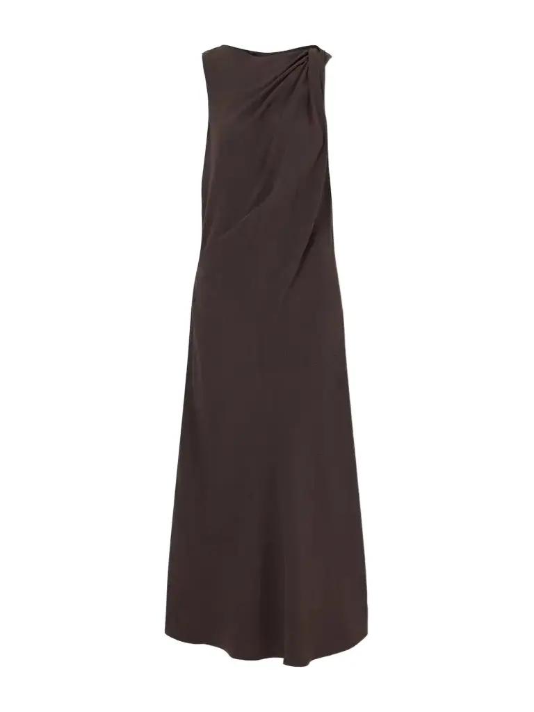 Knotted Crepe Midi Dress