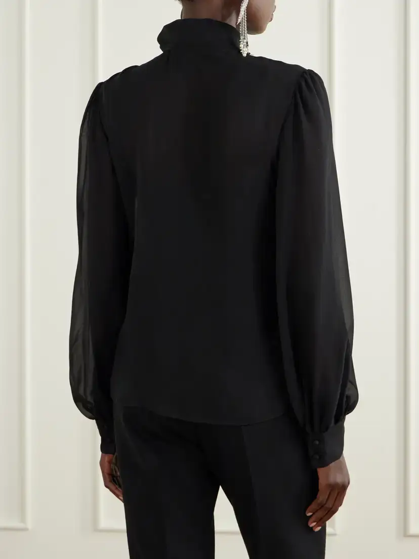 Valentino Garavani Bow-detailed Silk-georgette Blouse | Thumbnail 4 Valentino Garavani Bow-detailed Silk-georgette Blouse | Thumbnail 4