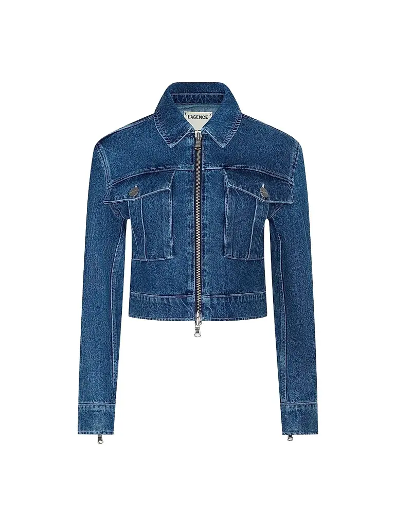 L'Agence Women's Micah Oversized Crop Denim Jacket