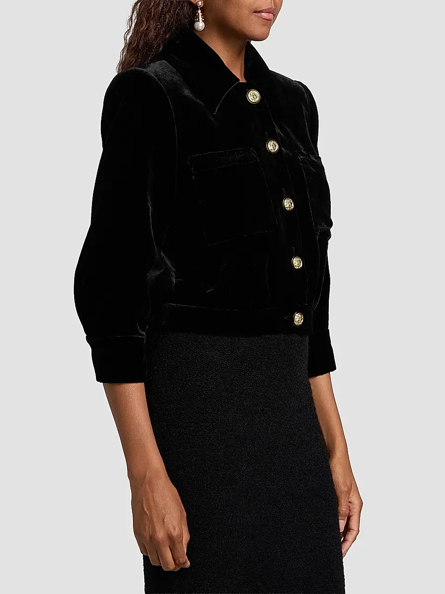 L'Agence Women's Jia Cropped Velvet Jacket | Thumbnail 4