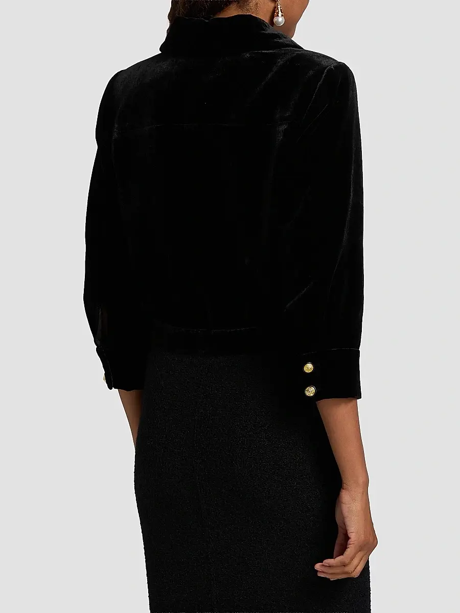 L'Agence Women's Jia Cropped Velvet Jacket | Thumbnail 5