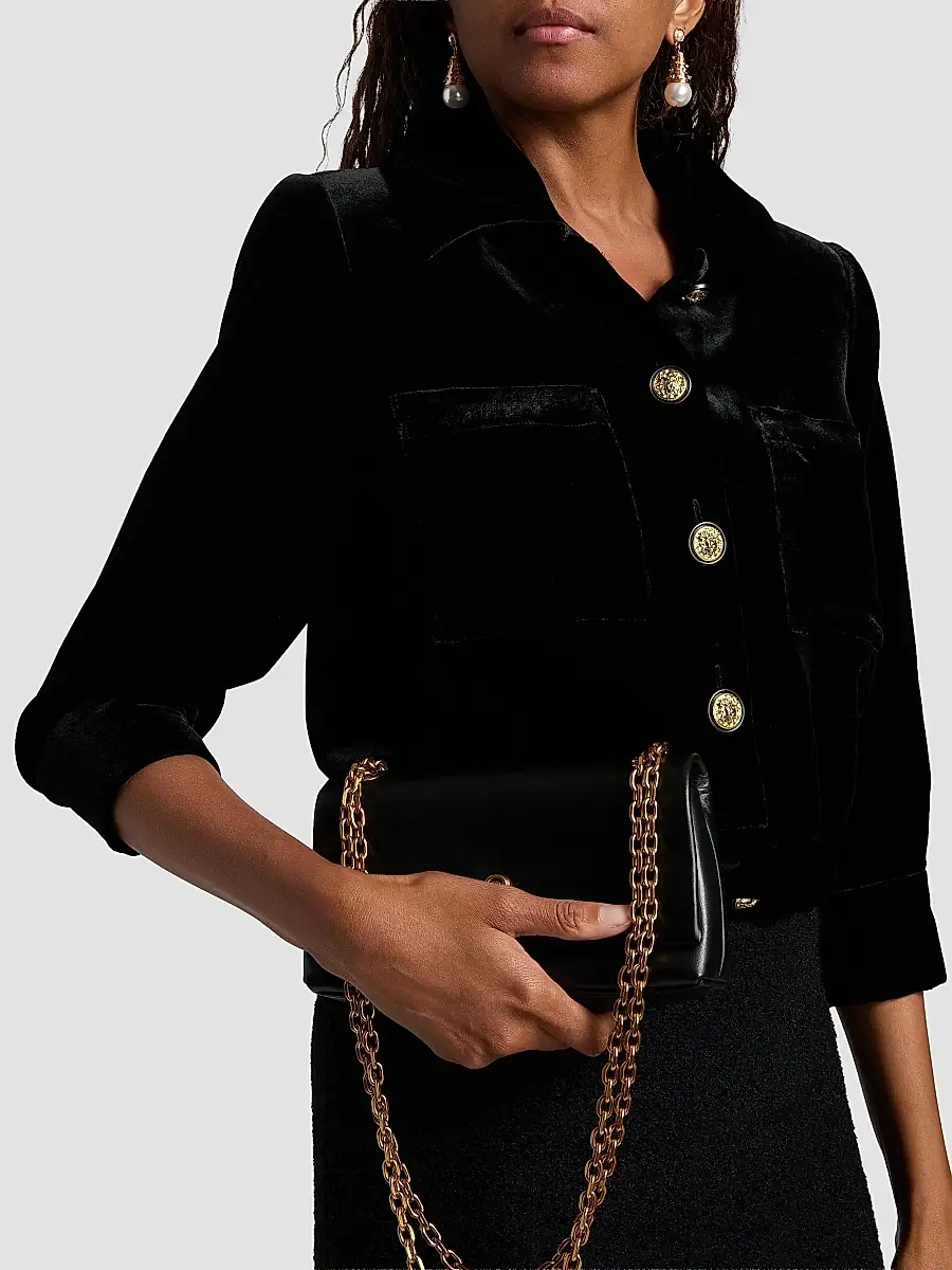 L'Agence Women's Jia Cropped Velvet Jacket | Thumbnail 6