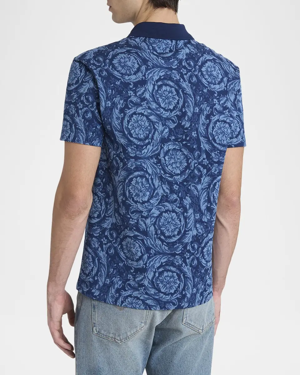 Versace Men's Iconic Barocco Pique Polo Shirt | Thumbnail 3