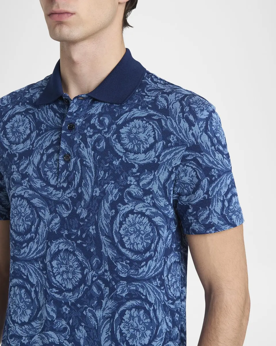 Versace Men's Iconic Barocco Pique Polo Shirt | Thumbnail 5