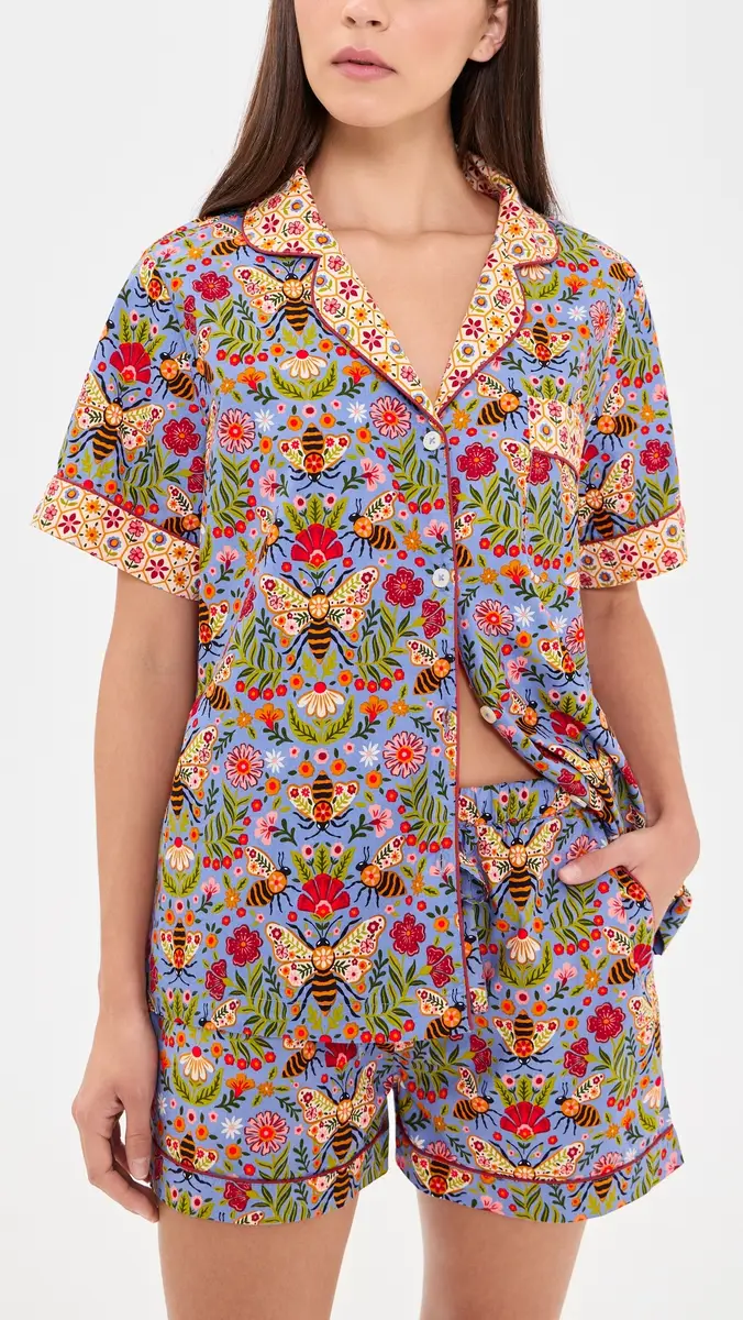 Printfresh Bee Tapestry Short PJ Set | Thumbnail 2 Printfresh Bee Tapestry Short PJ Set | Thumbnail 2