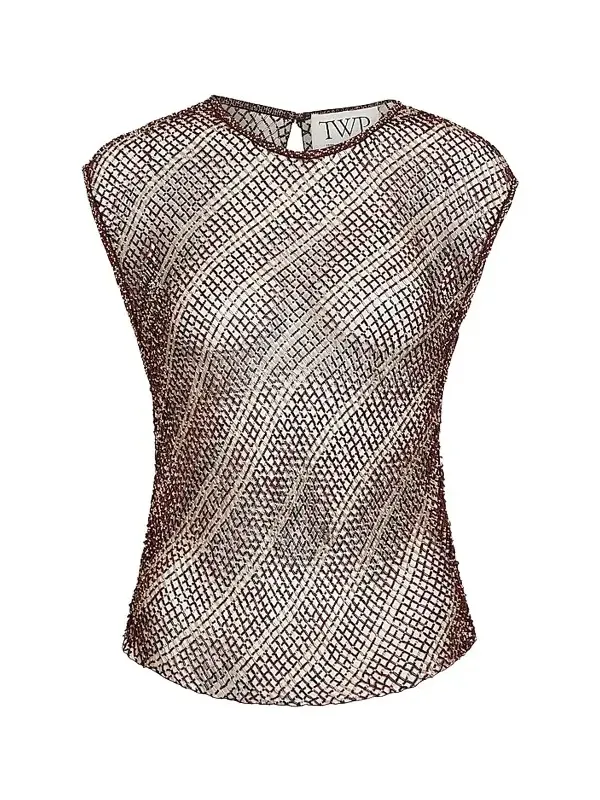 TWP Women's Beaded Net Tank