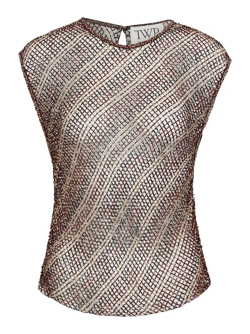 TWP Women's Beaded Net Tank