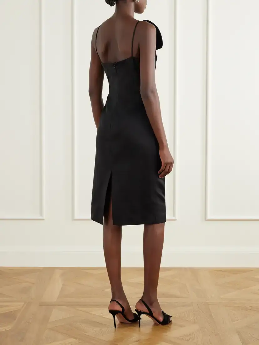 Magda Butrym One-shoulder Appliquéd Gathered Cotton And Silk-blend Midi Dress | Thumbnail 3