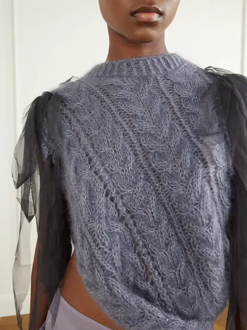 Pauline Dujancourt Winnie Chiffon-trimmed Wool-blend Sweater | Thumbnail 4 Pauline Dujancourt Winnie Chiffon-trimmed Wool-blend Sweater | Thumbnail 4