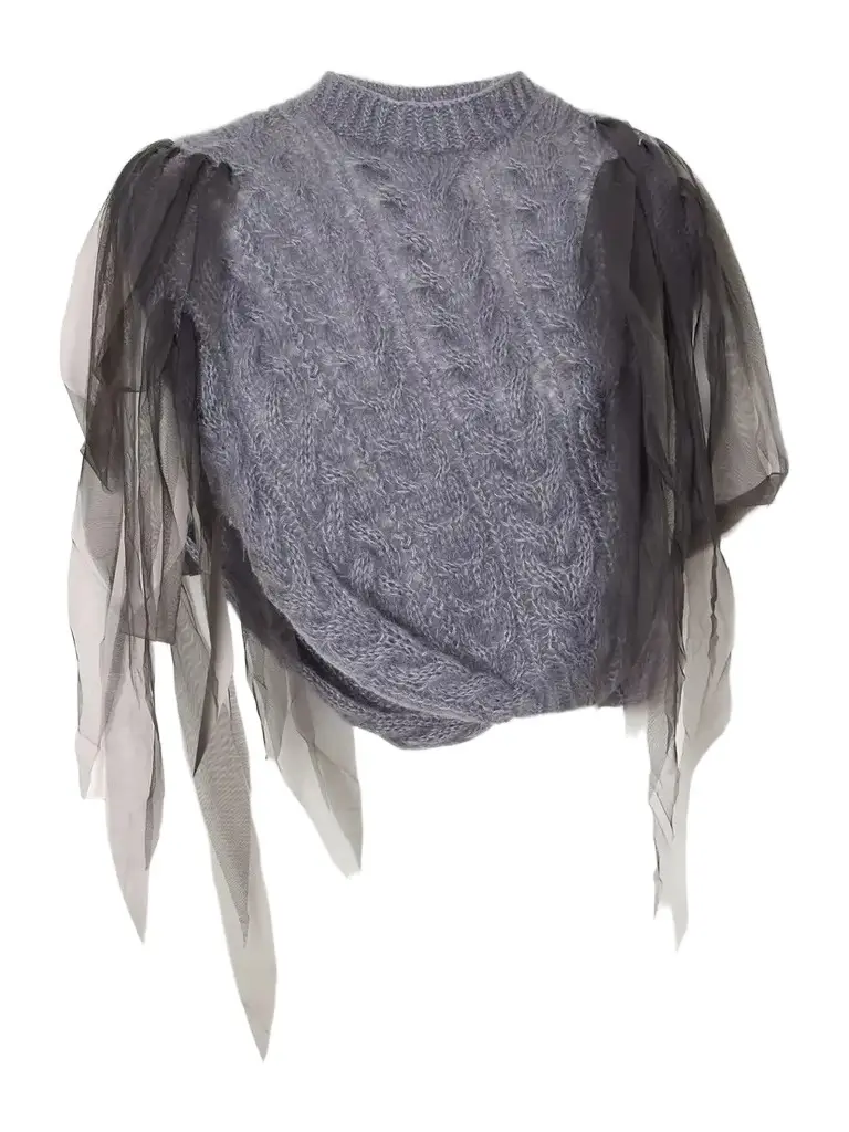 Pauline Dujancourt Winnie Chiffon-trimmed Wool-blend Sweater
