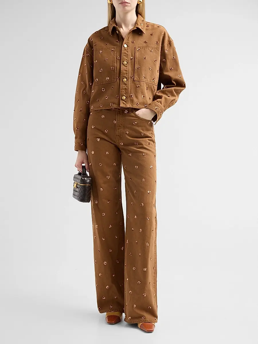 Ulla Johnson Women's The Bobbi Embellished Denim Jacket | Thumbnail 2