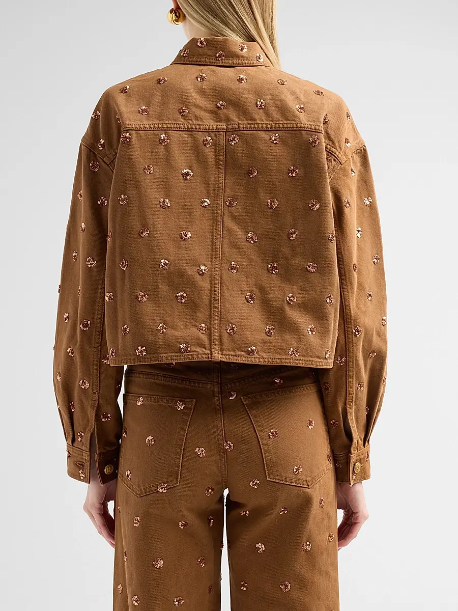 Ulla Johnson Women's The Bobbi Embellished Denim Jacket | Thumbnail 3