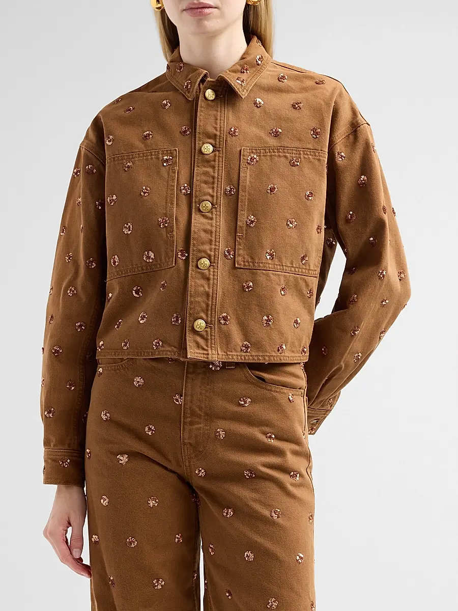 Ulla Johnson Women's The Bobbi Embellished Denim Jacket | Thumbnail 4