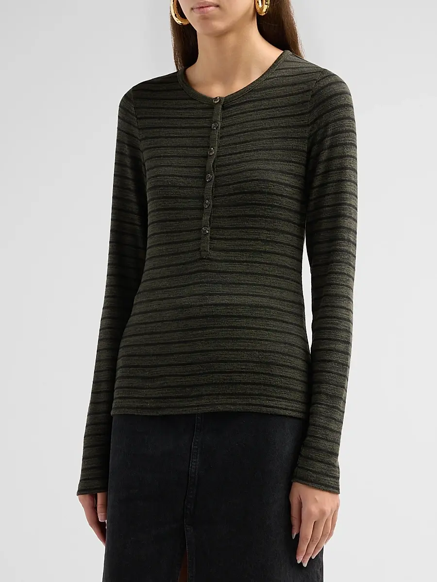 rag & bone Women's The Knit Striped Henley | Thumbnail 4 rag & bone Women's The Knit Striped Henley | Thumbnail 4