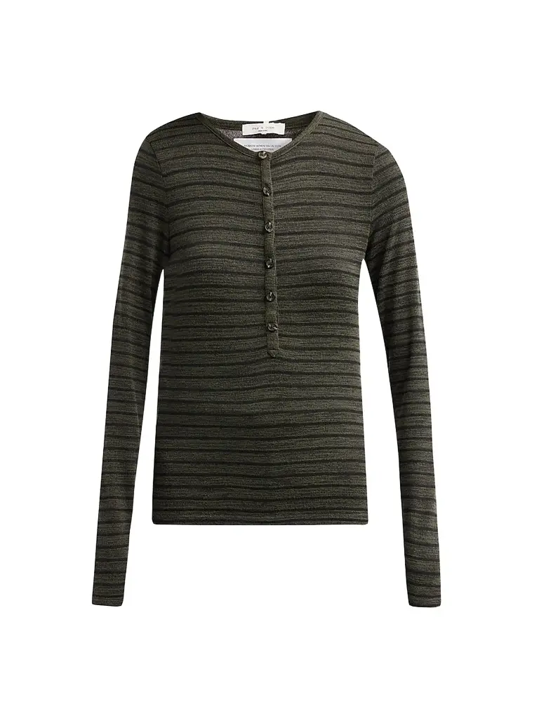 rag & bone Women's The Knit Striped Henley