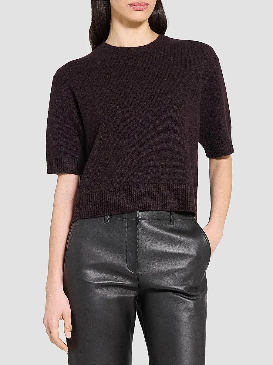 Theory Women's Cashmere Knit Crop T-Shirt | Thumbnail 3 Theory Women's Cashmere Knit Crop T-Shirt | Thumbnail 3