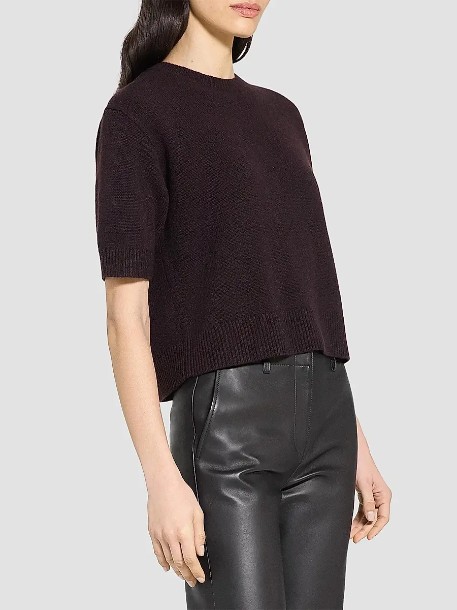 Theory Women's Cashmere Knit Crop T-Shirt | Thumbnail 4 Theory Women's Cashmere Knit Crop T-Shirt | Thumbnail 4