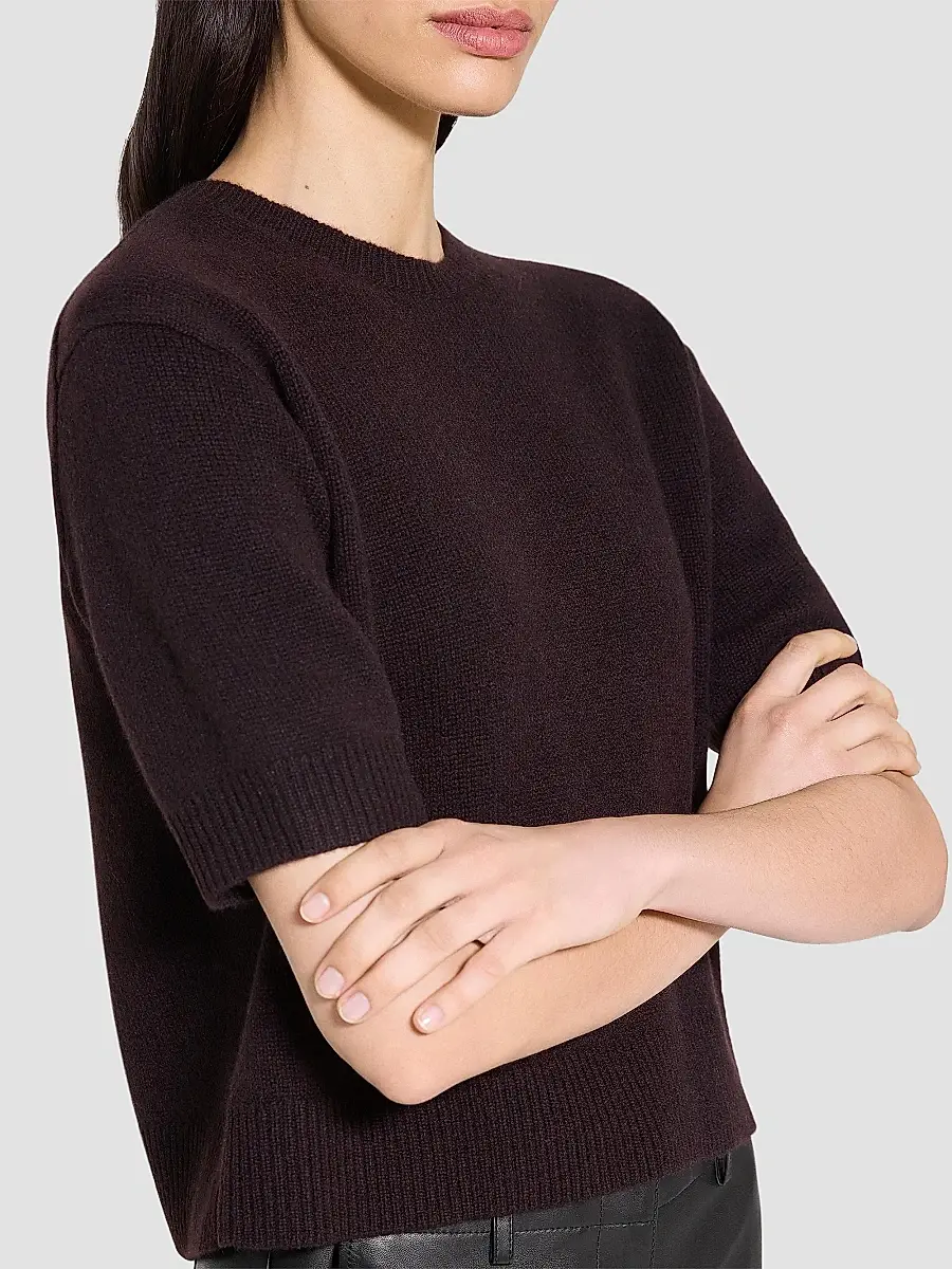 Theory Women's Cashmere Knit Crop T-Shirt | Thumbnail 6 Theory Women's Cashmere Knit Crop T-Shirt | Thumbnail 6