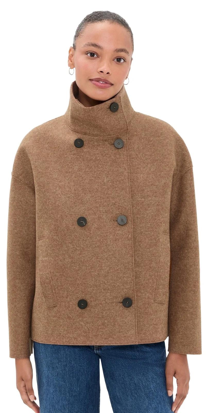 Cropped Pressed Wool Funnel Jacket Cropped Pressed Wool Funnel Jacket