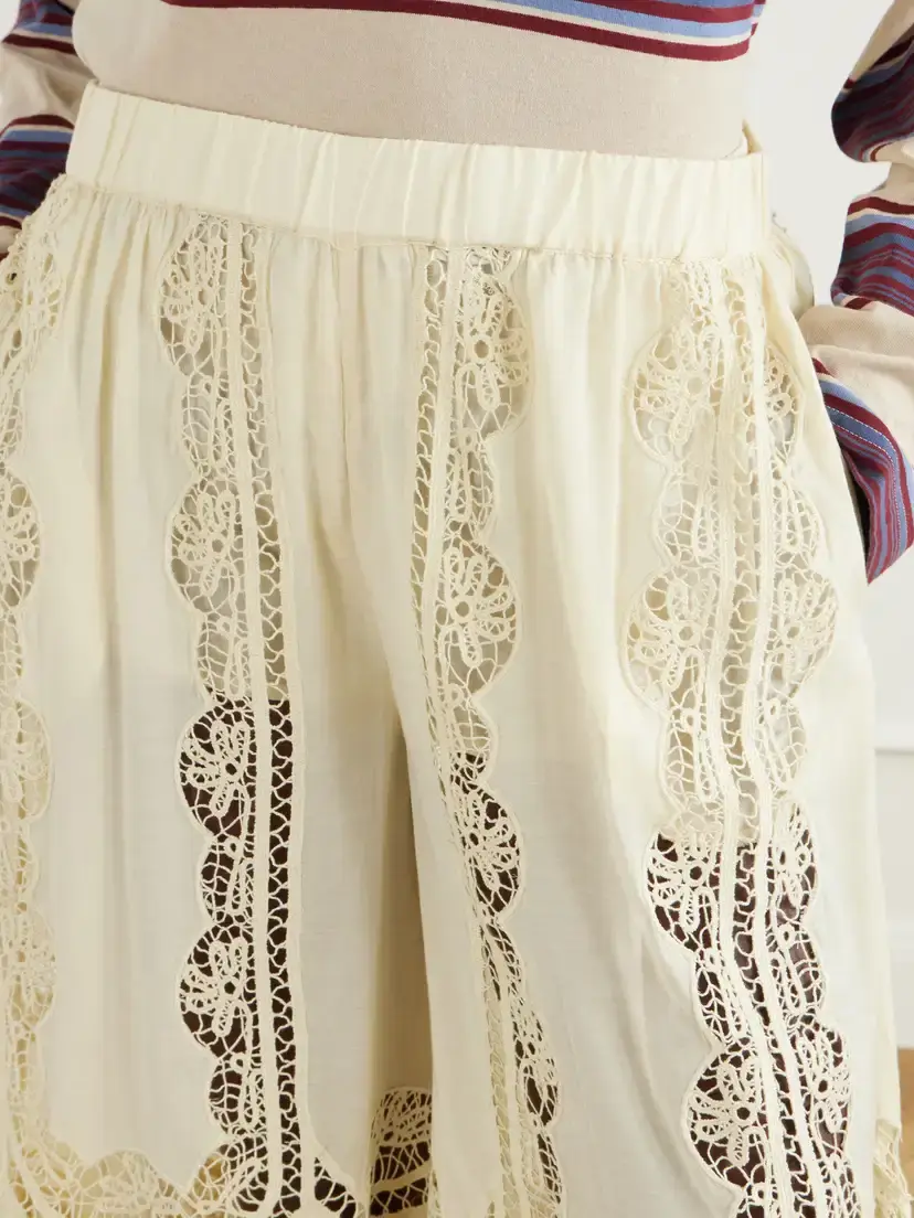 Sea Vali Gathered Embroidered Cotton-blend Wide-leg Cropped Pants | Thumbnail 5 Sea Vali Gathered Embroidered Cotton-blend Wide-leg Cropped Pants | Thumbnail 5
