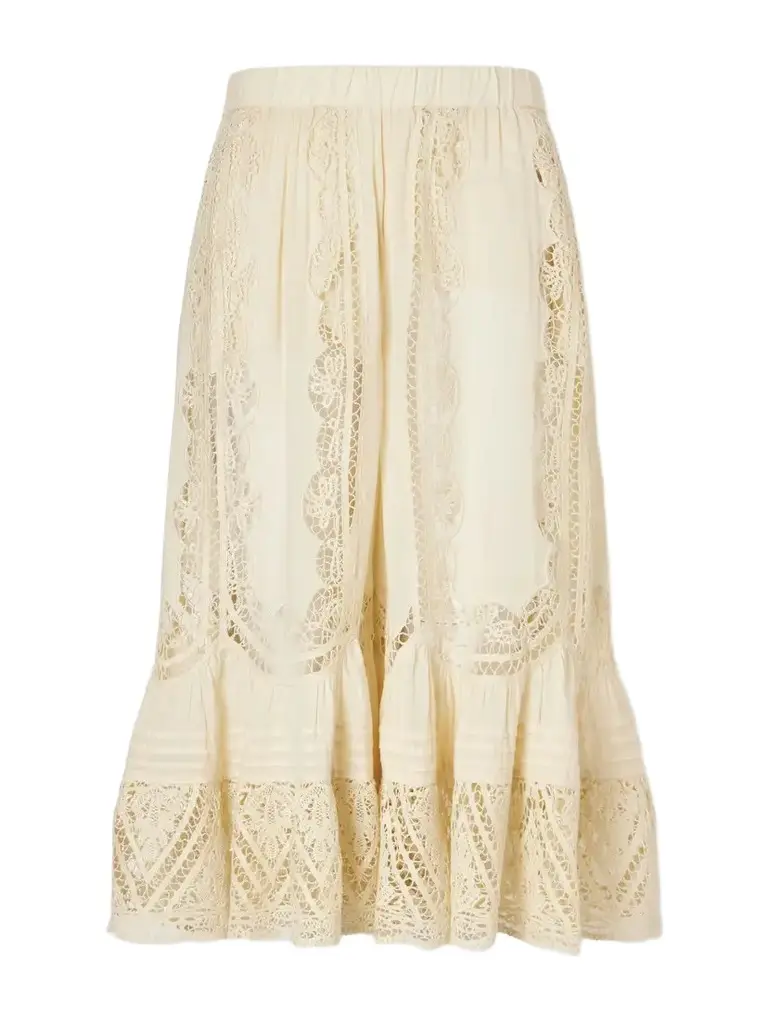 Sea Vali Gathered Embroidered Cotton-blend Wide-leg Cropped Pants