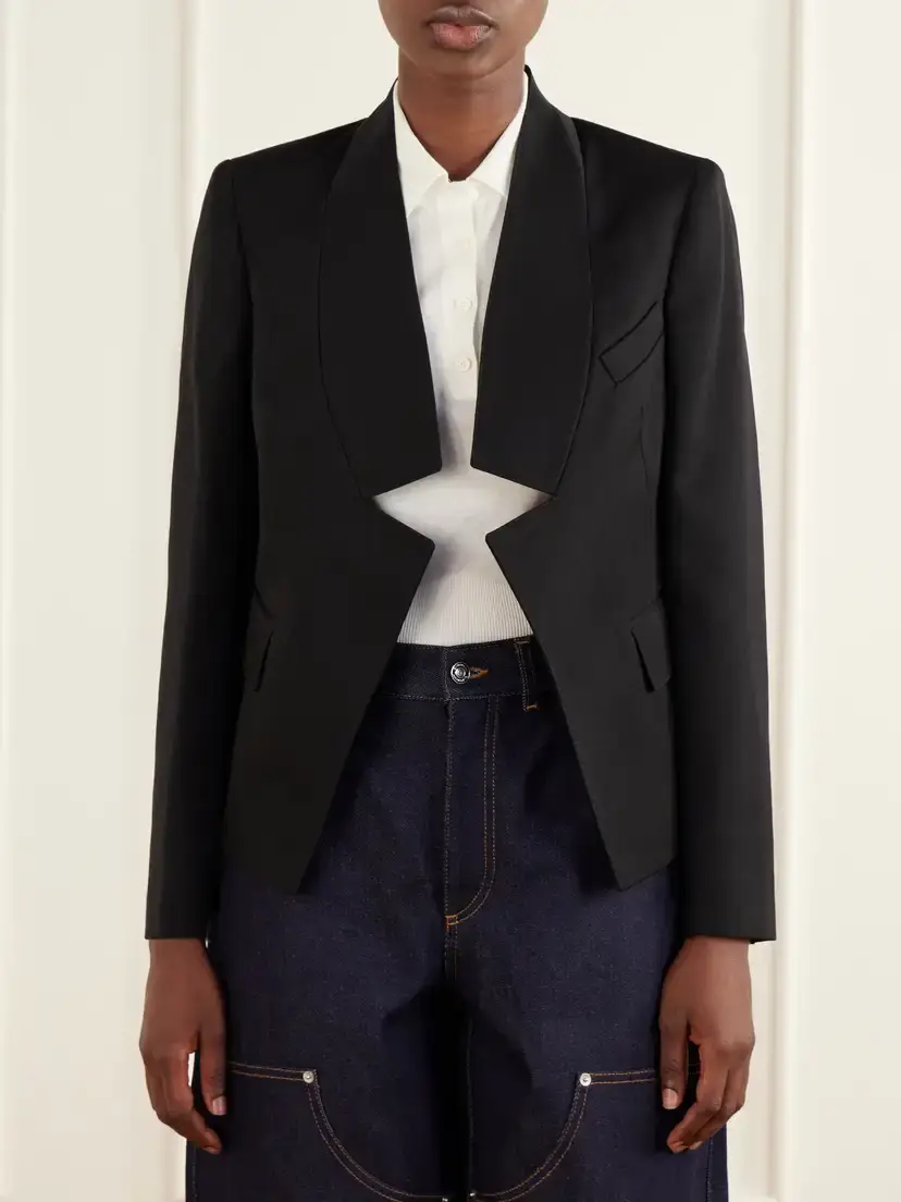 Givenchy Reverse Lapel Wool Grain De Poudre Jacket | Thumbnail 3 Givenchy Reverse Lapel Wool Grain De Poudre Jacket | Thumbnail 3