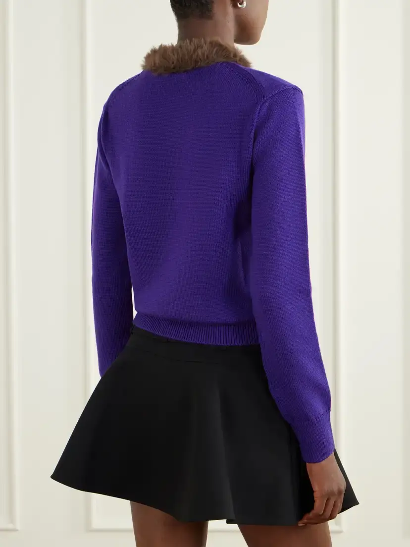 Loewe Plush-trimmed Ribbed Wool Sweater | Thumbnail 3 Loewe Plush-trimmed Ribbed Wool Sweater | Thumbnail 3