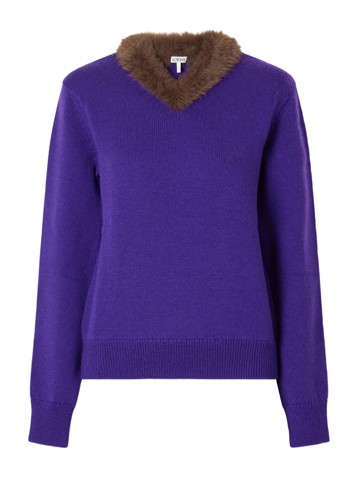 Loewe Plush-trimmed Ribbed Wool Sweater