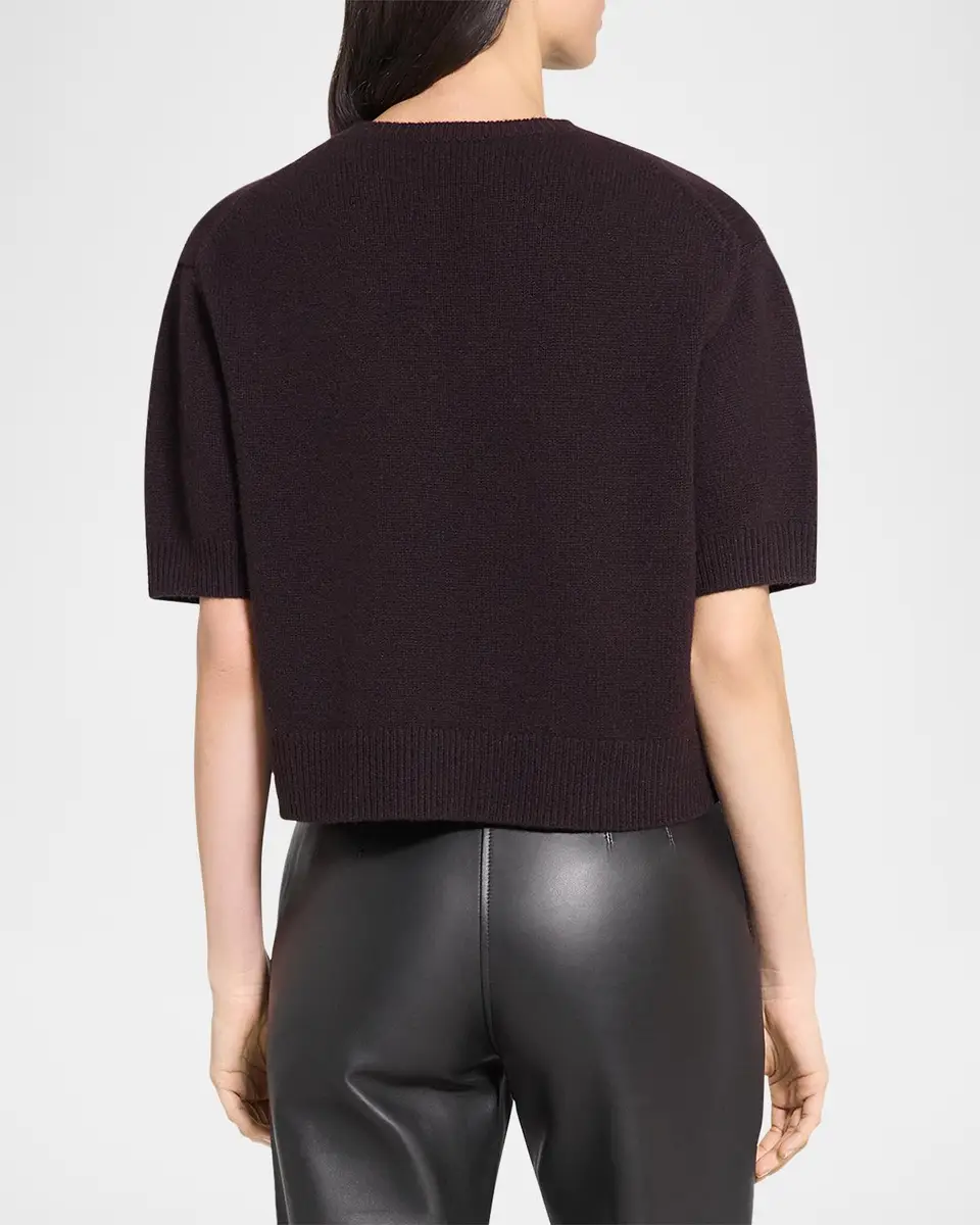 Theory Cashmere Cropped Short-Sleeve T-Shirt | Thumbnail 2 Theory Cashmere Cropped Short-Sleeve T-Shirt | Thumbnail 2